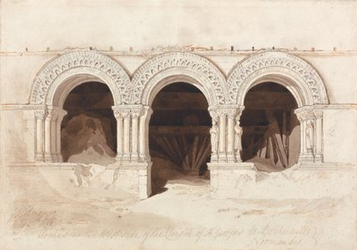 Arches du côté ouest du cloître de Saint-Georges de Bocherville, près de Rouen, Normandie - John Sell Cotman